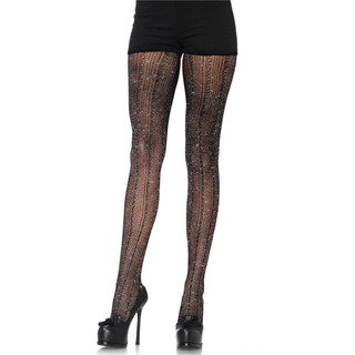 Sexy Leg Avenue nylon pantyhose crocheted look with glitter black