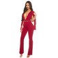 Sexy overall jumpsuit with XXL V-cut cleavage and cape wine-red