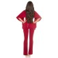Sexy overall jumpsuit with XXL V-cut cleavage and cape wine-red