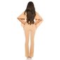 Sexy overall jumpsuit with XXL V-cut cleavage and cape beige UK 14 (L)