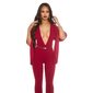 Sexy overall jumpsuit with XXL V-cut cleavage and cape wine-red UK 10 (S)