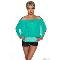 Elegant short-sleeved shirt with chiffon incl. necklace...