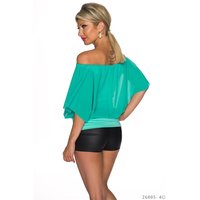 Elegant short-sleeved shirt with chiffon incl. necklace green