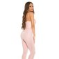 Sexy wet look party overall jumpsuit with straps antique pink