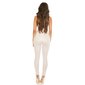 Sexy wet look party overall jumpsuit with straps beige