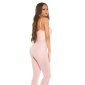 Sexy wet look party overall jumpsuit with straps antique pink UK 12 (M)