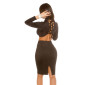 SEXY LONG-SLEEVED LADIES CROP SHIRT WITH LACING BLACK UK 14 (L)