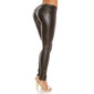 Sexy ladies leather look pants with zipper at leg wet look black