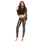 Sexy ladies leather look pants with zipper at leg wet look black UK 14 (L)