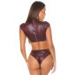 Sexy Body in Wetlook mit Stehkragen Gogo Clubwear Bordeaux Einheitsgröße (34,36,38)