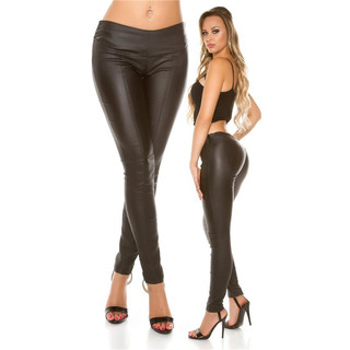 Sexy skinny leather look drainpipes treggings black