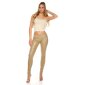 Sexy skinny leather look drainpipes treggings beige