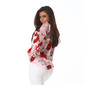Elegant long-sleeved blouse with flowers frills and lace pink