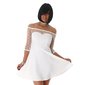 Elegantes kurzes A-Linien Abendkleid mit Chiffon-Ärmeln Weiß