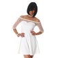 Elegantes kurzes A-Linien Abendkleid mit Chiffon-Ärmeln Weiß