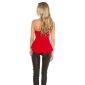 Elegant glamour halterneck top with ornament red