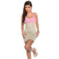 Sexy halterneck mini dress with decorative buttons pink-beige