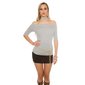 Elegant short-sleeved ladies shirt with choker collar grey
