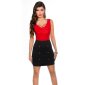 Sexy sleeveless mini dress with cowl-neck red-black