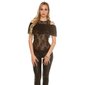 Sexy ladies cold shoulder lace shirt with flounces black