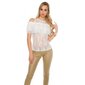 Sexy ladies cold shoulder lace shirt with flounces white