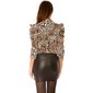 Elegant waisted ladies blazer jacket leopard-brown