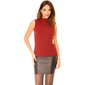 Elegant rib-knitted ladies slipover with stand-up collar wine-red