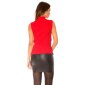 Eleganter Damen Rippstrick Pullunder mit Stehkragen Rot