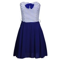 Strapless A-line mini dress with chiffon and stripes...