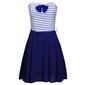 Strapless A-line mini dress with chiffon and stripes navy/white