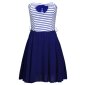 Strapless A-line mini dress with chiffon and stripes navy-white