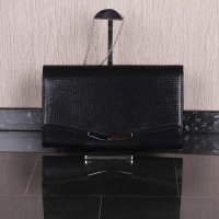Large clutch bag with glitter and chain strap black