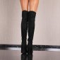 Sexy overknee boots in suede look with lacing black UK 3,5