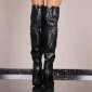 Sexy Damen Overknee Stiefel aus weichem Leder-Imitat Schwarz EUR 35
