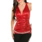 Sexy Party Träger-Top mit edler Stickerei und Glitzer Rot