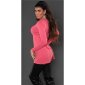 Edler Damen Feinstrick Longpullover mit feiner Spitze Coral