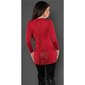 Precious fine-knitted ladies long sweater with fine lace red