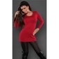 Precious fine-knitted ladies long sweater with fine lace red