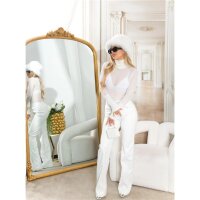 Sexy ladies long-sleeved shirt made of transparent mesh creme-white