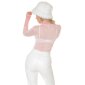 Sexy ladies long-sleeved shirt made of transparent mesh pink