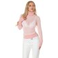 Sexy ladies long-sleeved shirt made of transparent mesh pink