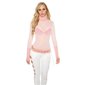 Sexy Damen Langarm-Shirt aus transparentem Netzstoff Rosa Einheitsgröße (34,36,38)