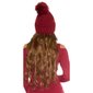 Lined winter hat with fake fur bobble wine-red