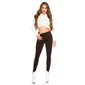 Trendy ladies stretch trousers with stripes black/white