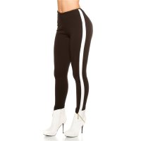 Trendige Damen Stretch Stoffhose mit Streifen Schwarz/Weiß 36 (S)
