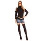 Ladies rib-knitted cold shoulder sweater pullover black