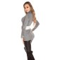 Womens fine-knitted long sweater with turtle neck grey