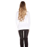 Womens fine-knitted long sweater with turtle neck creme-white Onesize (UK 8,10,12)