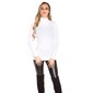 Womens fine-knitted long sweater with turtle neck creme-white Onesize (UK 8,10,12)