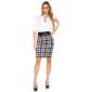 Elegant ladies square pencil skirt with belt black-white